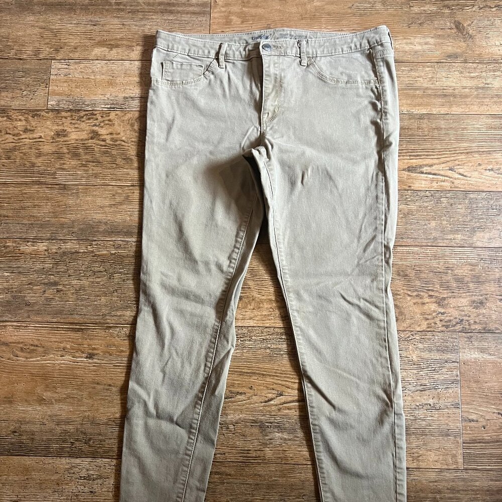 Mossimo Denim Tan Khaki Skinny Mid-Rise Jegging Jeans Super Stretch 14/32 R